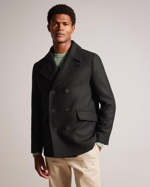 Manteau Ted Baker Short Wool Peacoat Noir Homme | VOQ-13172756